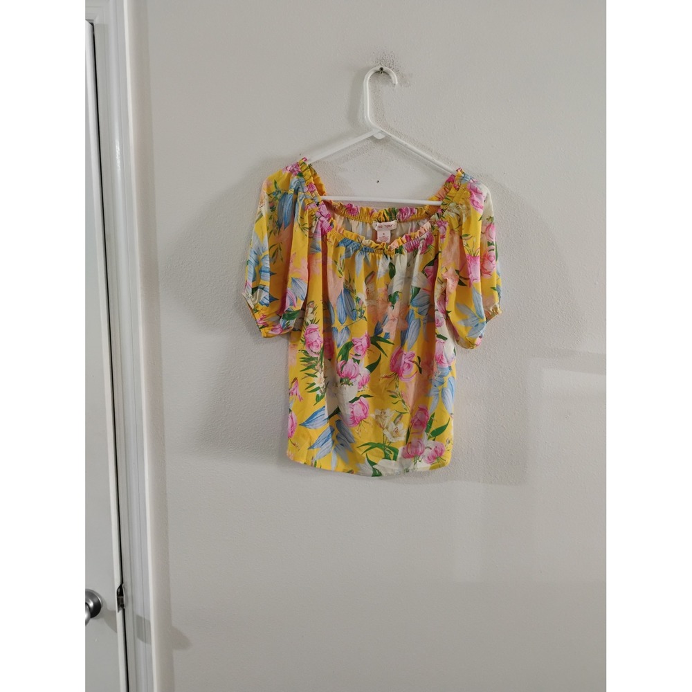 Flying Tomato Yellow Floral Off The Shoulder Puff Sleeve Blouse IT11340 Small